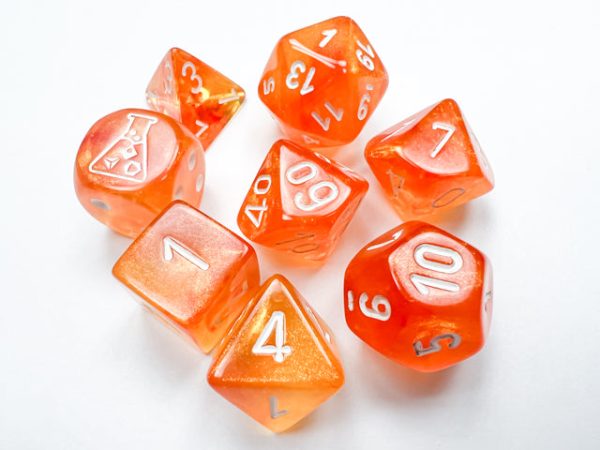 Borealis® Polyhedral Blood Orange white Luminary™ 7-Die Set (with bonus die) Discount