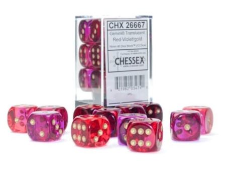 Gemini Translucent Red-Violet gold Polyhedral 7-Die Set Hot on Sale