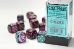 Gemini Purple-Teal gold 16mm d6 Dice Block (12 dice) Fashion