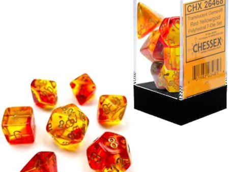 Gemini Translucent Red-Yellow gold Polyhedral 7-Die Set For Discount