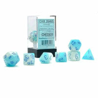 Gemini Pearl Turquoise-White blue Luminary Polyhedral 7-Die Set Fashion