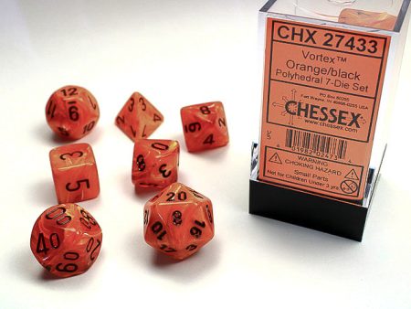 Vortex Orange black Polyhedral 7-Die Set For Discount