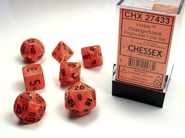 Vortex Orange black Polyhedral 7-Die Set For Discount