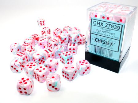 Festive Pop Art red 12mm d6 Dice Block (36 dice) Online