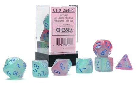 Gemini Gel Green-Pink blue Luminary Polyhedral 7-Die Set Sale