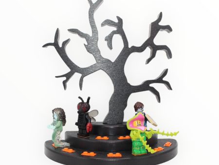 Spooky Tree Minifigure Display Stand (black and orange) For Sale